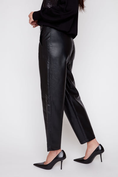Barrel Leg Pleather Pants