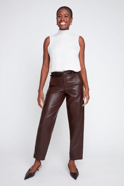 Barrel Leg Pleather Pants