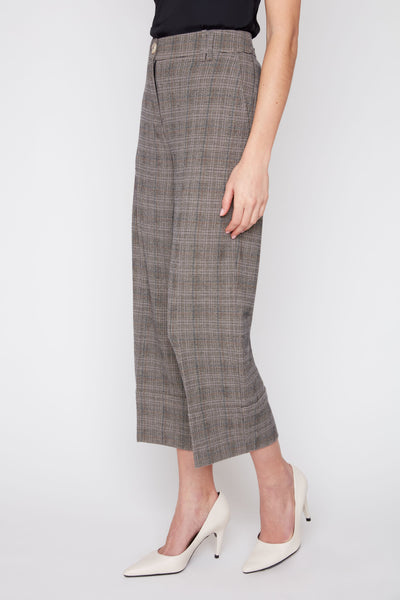 Cropped Check Pattern Pants