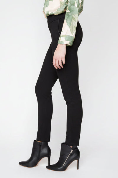 Slim Pull-On Pants With Leather Trim Pockets