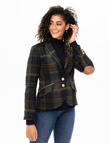 Long Sleeve Plaid Riding Jacket