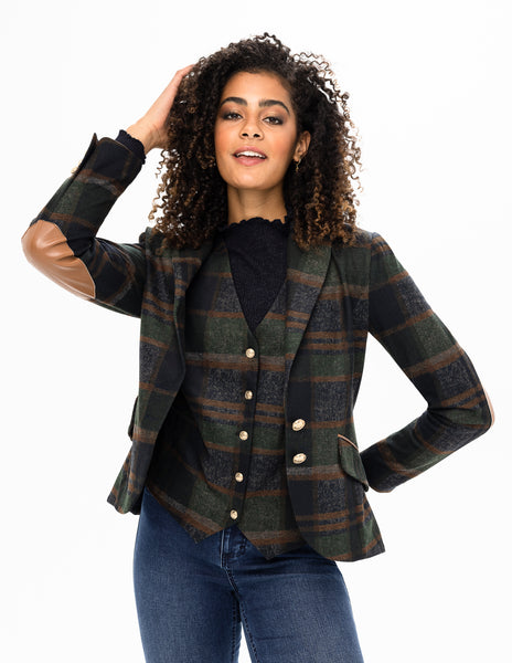 Long Sleeve Plaid Riding Jacket