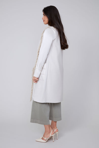 3/4 Brushed Knit Fringed Vest