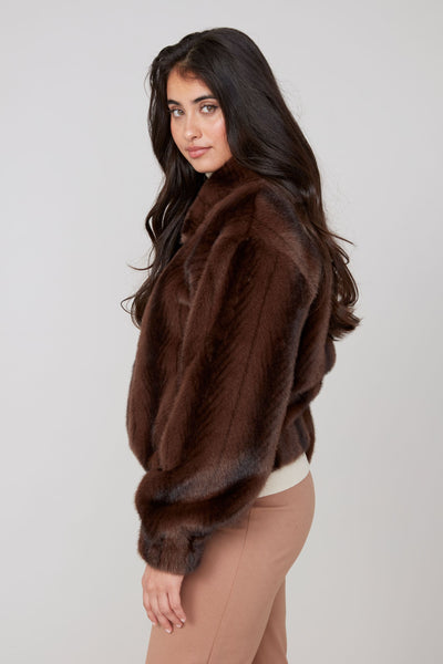 Zipper Front Fur Bomber Jacket