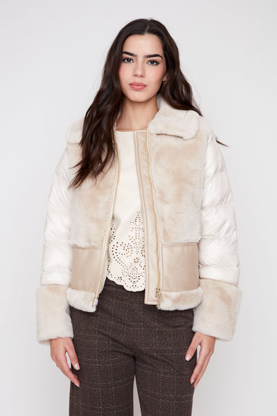 Pleather Bonded Faux Fur Jacket