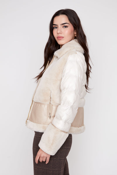 Pleather Bonded Faux Fur Jacket