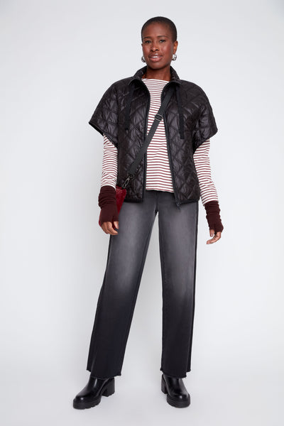 Zipper Front Quilted Poncho
