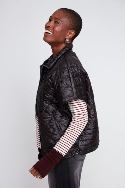 Zipper Front Quilted Poncho