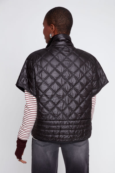Zipper Front Quilted Poncho