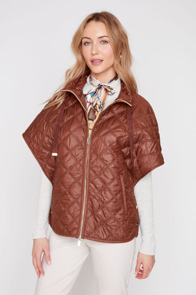 Zipper Front Quilted Poncho