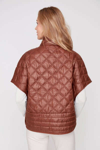 Zipper Front Quilted Poncho