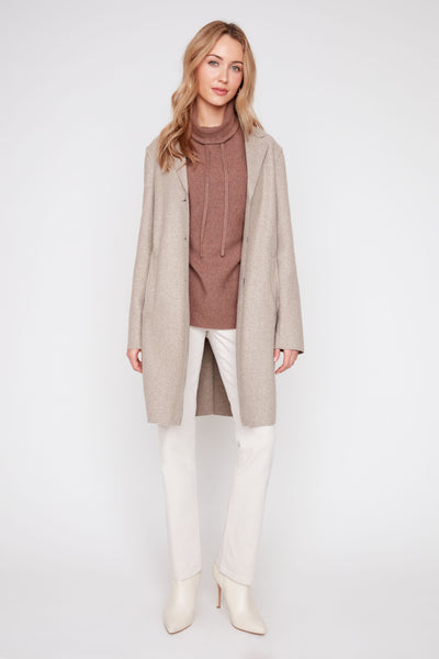 Long Sleeve Coat With Raw Edges