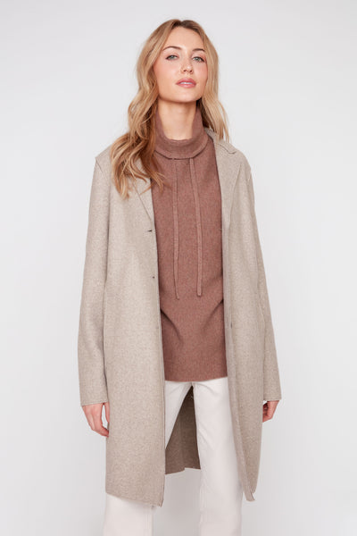 Long Sleeve Coat With Raw Edges