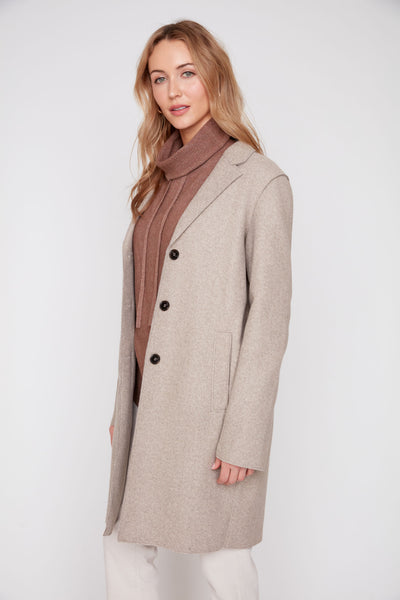 Long Sleeve Coat With Raw Edges