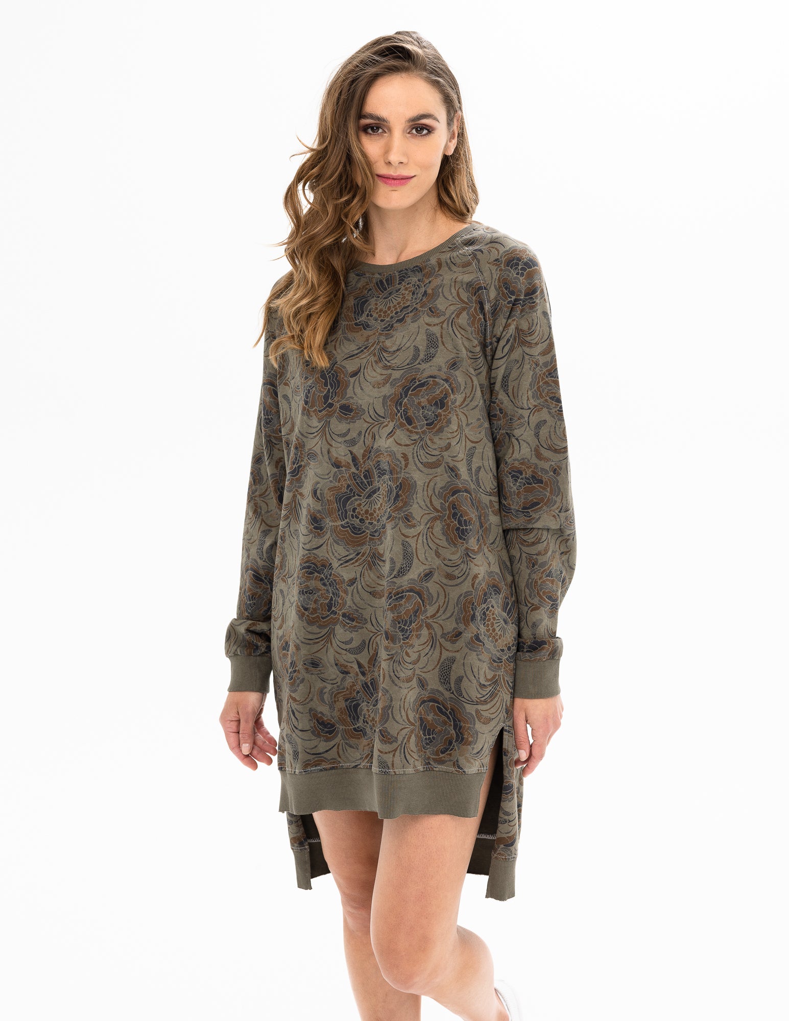 Long Sleeve Print Cotton Dress