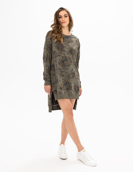 Long Sleeve Print Cotton Dress