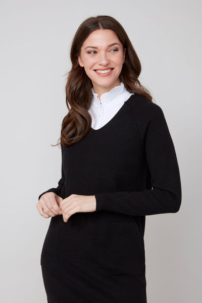 Long Sleeve Knit V-Neck Dress