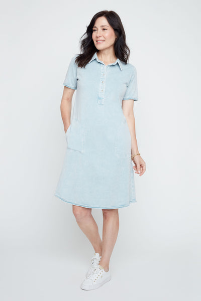 Short Sleeve Swing Denim Dress