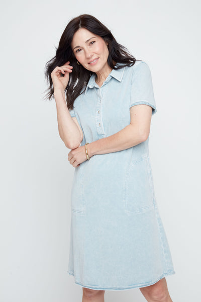 Short Sleeve Swing Denim Dress