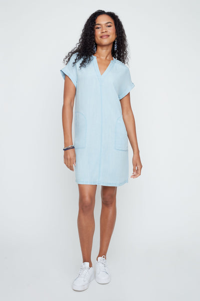 Short Sleeve Straight Tencel Dress