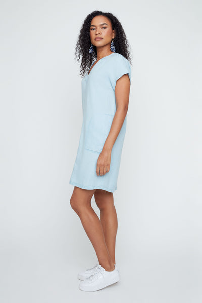 Short Sleeve Straight Tencel Dress