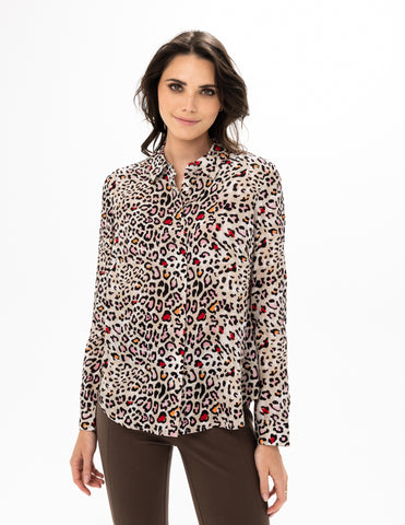 Long Sleeve Animal Print Blouse