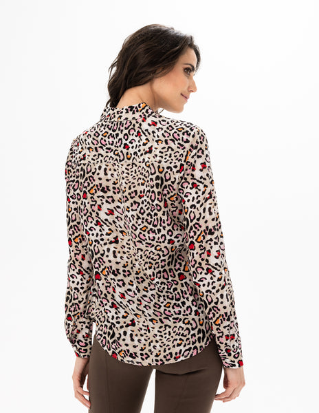 Long Sleeve Animal Print Blouse