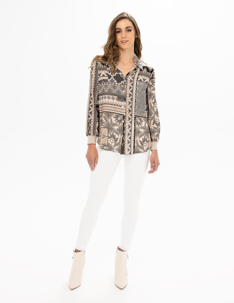 Long Sleeve Print Blouse