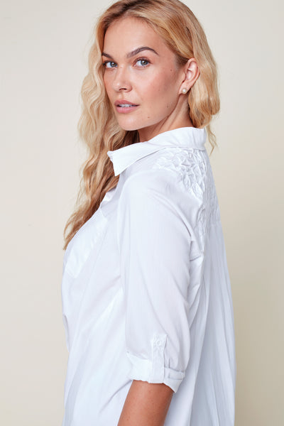 Detail Back Button Front Shirt