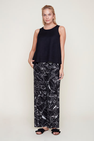 Sleeveless Print Linen Top