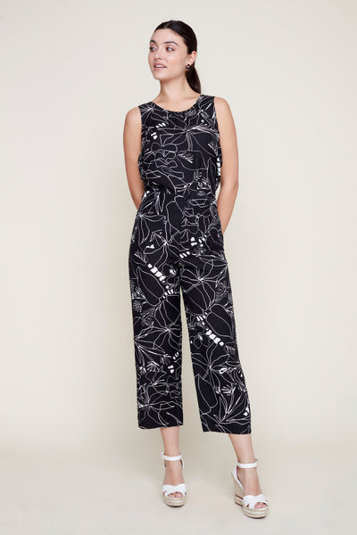 Sleeveless Print Linen Top