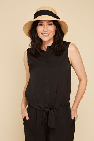 Sleeveless Tie Front Shirt