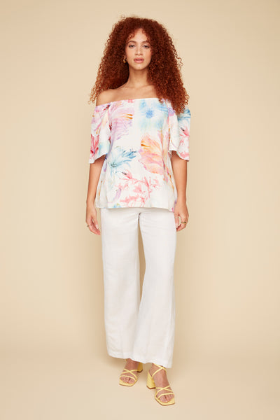 Linen Pull-On Wide Leg Pants