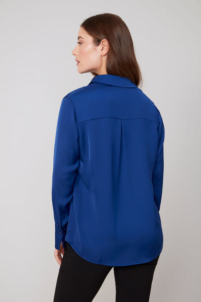 Long Sleeve Sateen Blouse