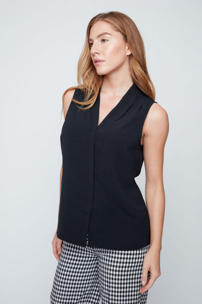 Sleeveless High Twist Woven Top