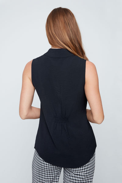 Sleeveless High Twist Woven Top