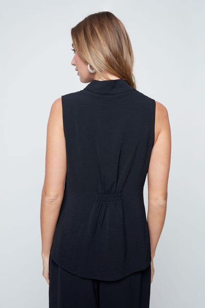 Sleeveless High Twist Woven Top