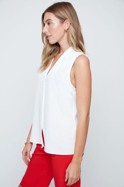 Sleeveless High Twist Woven Top