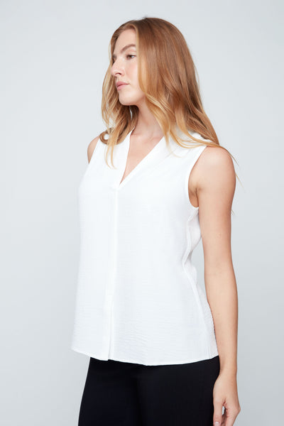 Sleeveless High Twist Woven Top