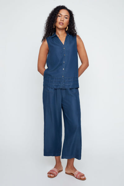 Sleeveless Button Front Tencel Shirt
