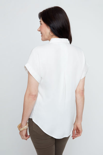 Button Front Short Sleeve Tencel Shirt