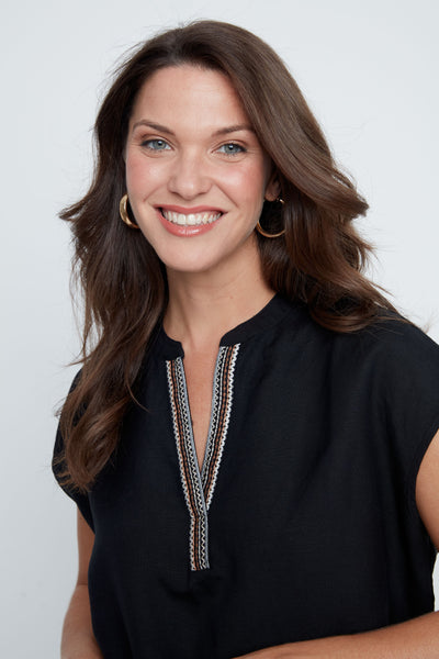 Short Sleeve Linen Blend Top