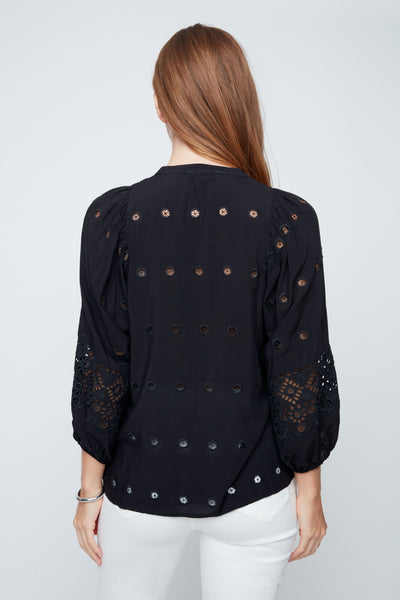 Long Sleeve Flare Top With Embroidery