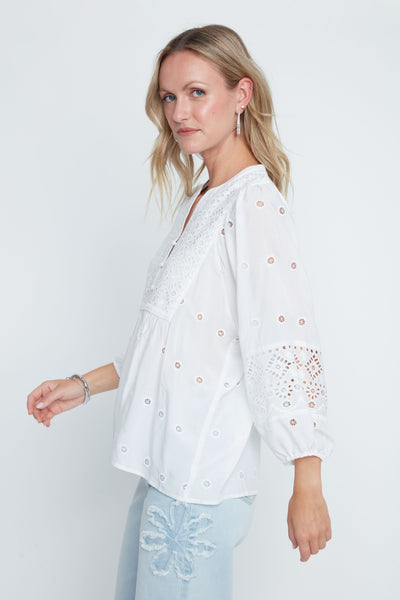 Long Sleeve Flare Top With Embroidery