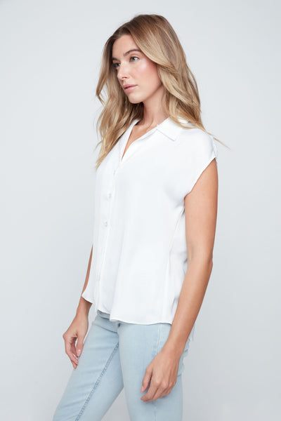 Button Front Sateen Top