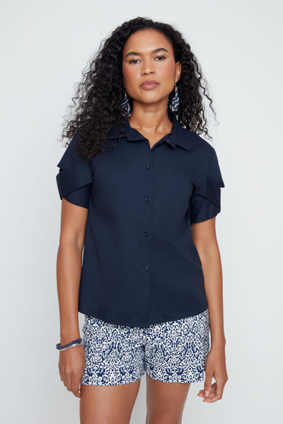 Short Sleeve Cotton Blend Shirt