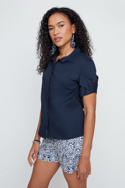 Short Sleeve Cotton Blend Shirt