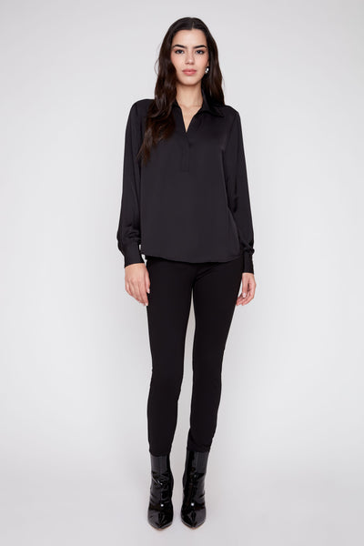 Long Sleeve Sateen Blouse