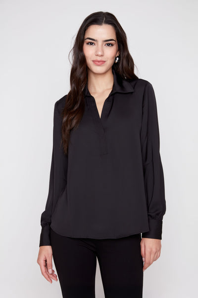Long Sleeve Sateen Blouse
