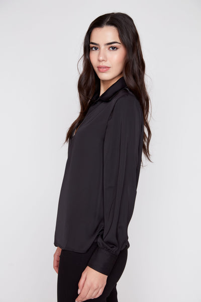 Long Sleeve Sateen Blouse